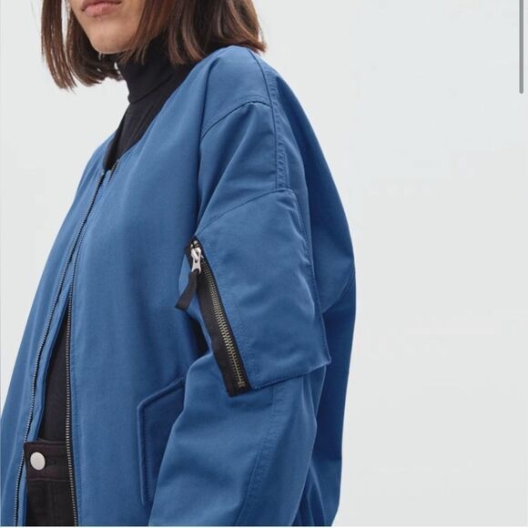 Everlane Blue Bomber Jacket NEW Small - Picture 2 of 16